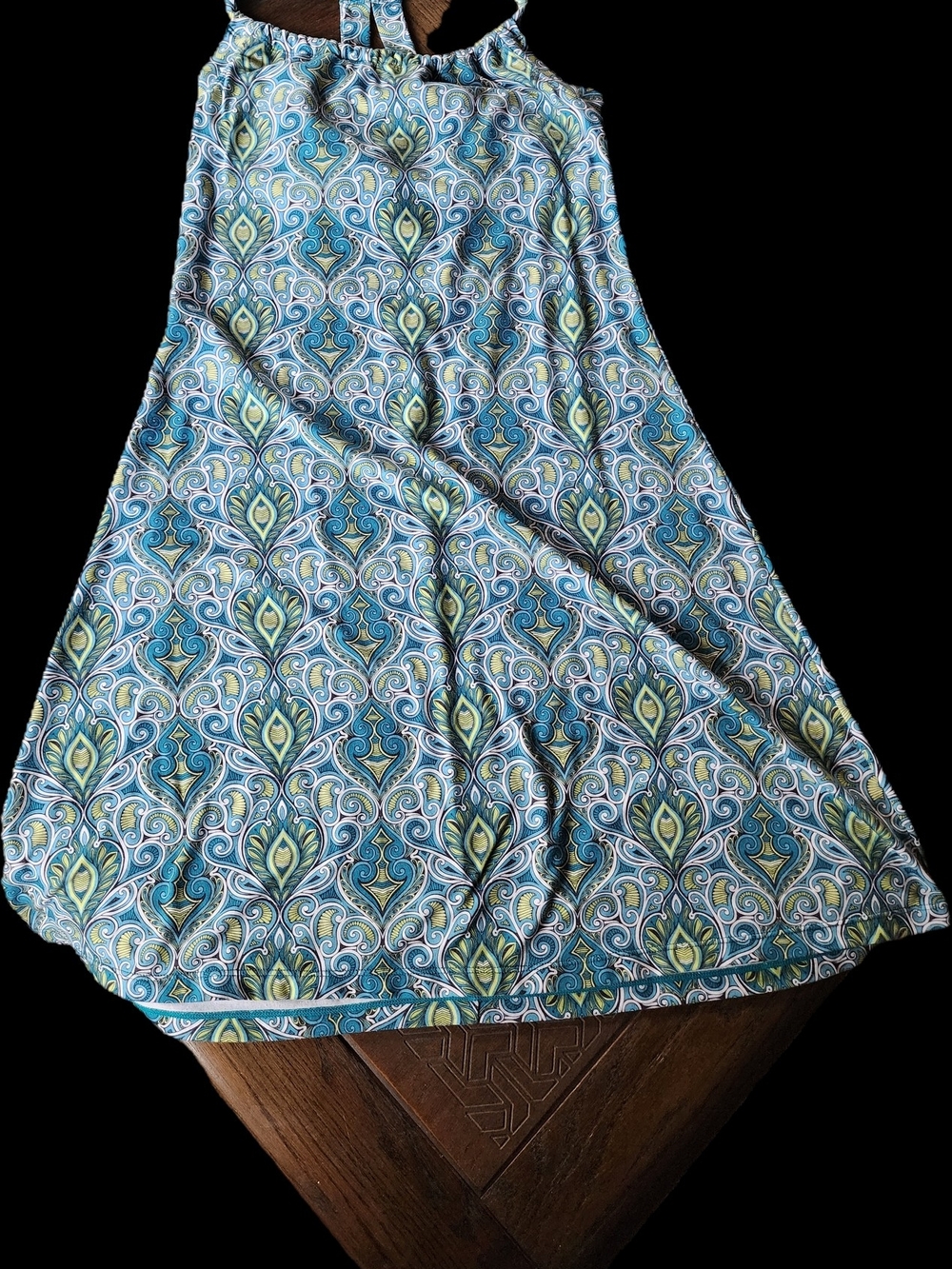 Prana Blue and Green Paisley-Style Midi Dress